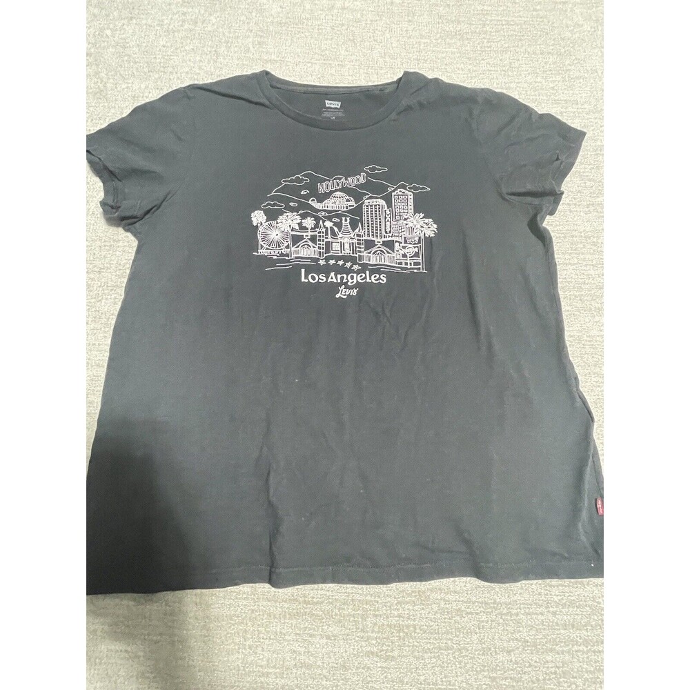 Levi's Women's Black Short Sleeve Cotton T-shirt Size Large Los Angeles